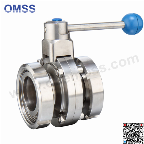 Sanitary 3PC Butterfly Valve Union End with Pull Handle